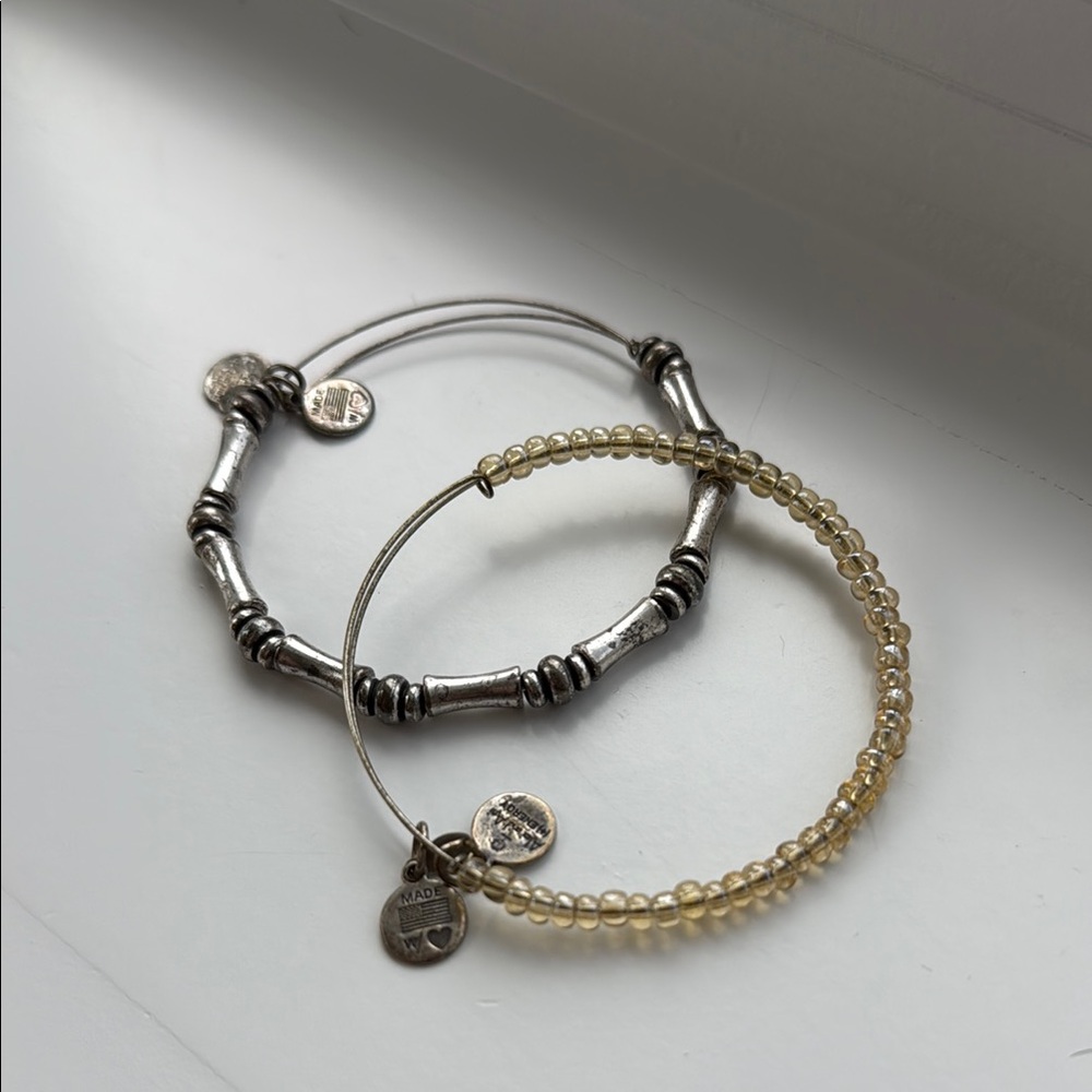 Alex & Ani Silver and Gold Beaded Bracelets (2 Bracelets)